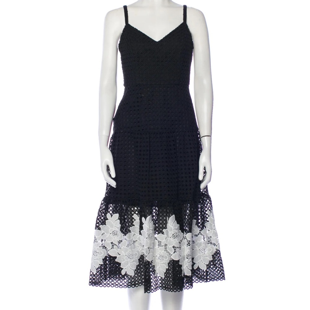MARCHESA Lace Pattern Midi Length Dress